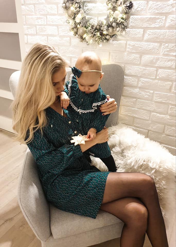 Sukienka butelkowa zieleń panterka Mama rozm 40