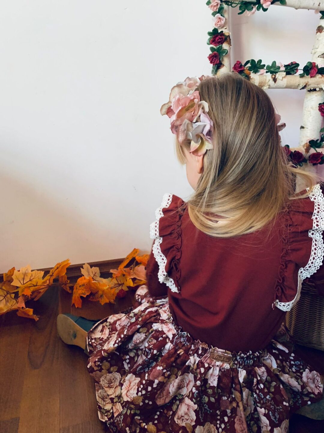 Bloomers/spódniczka bordo róże vintage Makba - obrazek 3