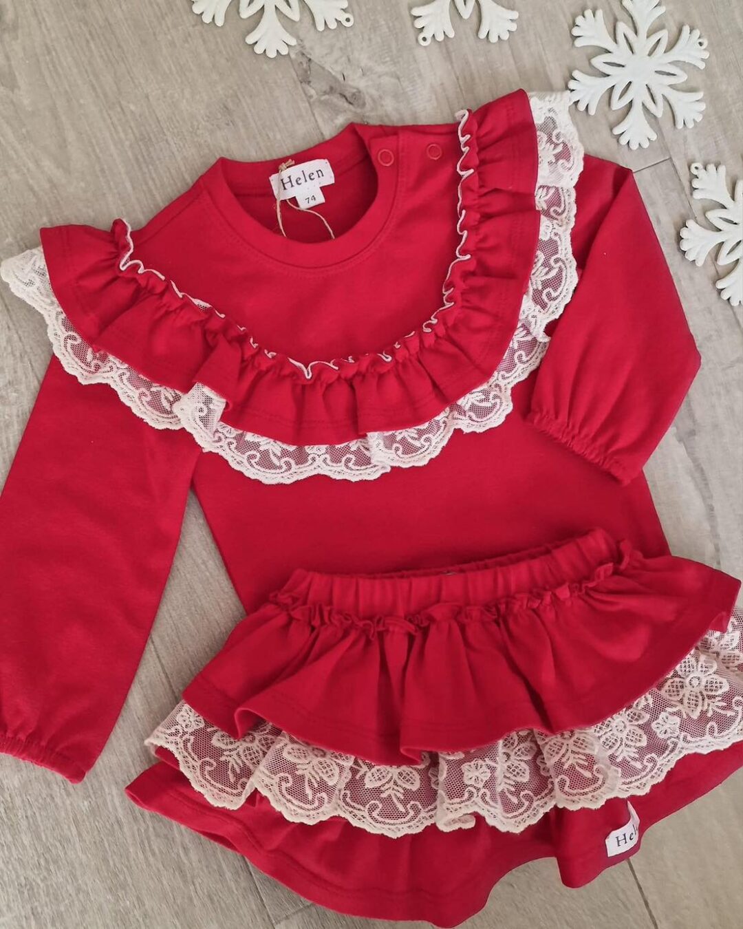 Bloomers/spódniczka czerwona z koronką Helen - obrazek 2