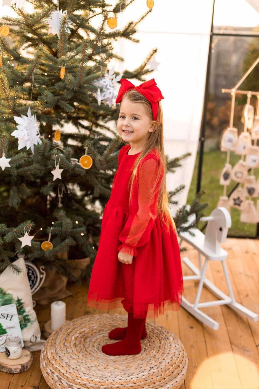Czerwona sukienka elegancka z tiulem Kaya