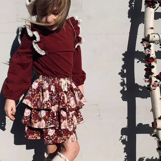Bloomers/spódniczka bordo róże vintage Makba