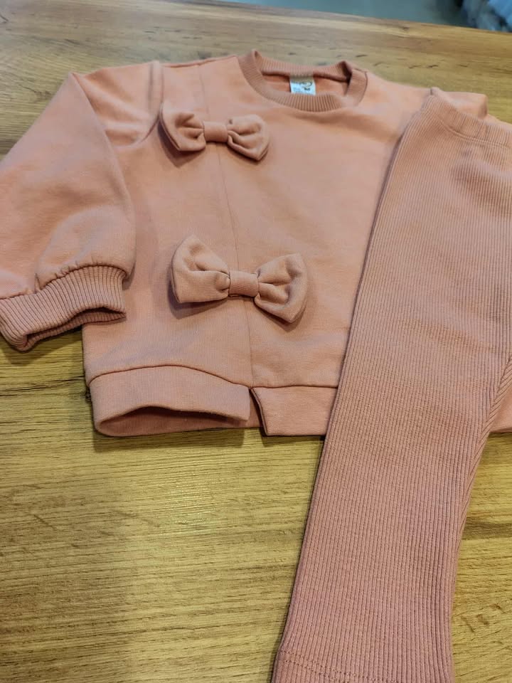 Dres dziewczęcy pudrowy róż bluza + leginsy Haydi