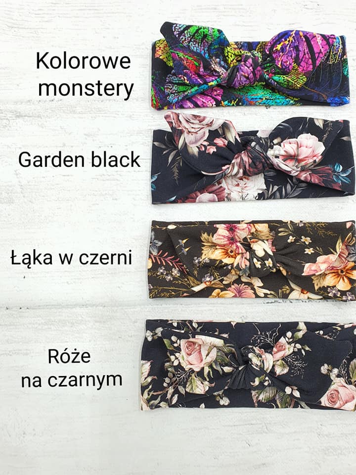 Opaska róże na czarnym SzyteByMonica