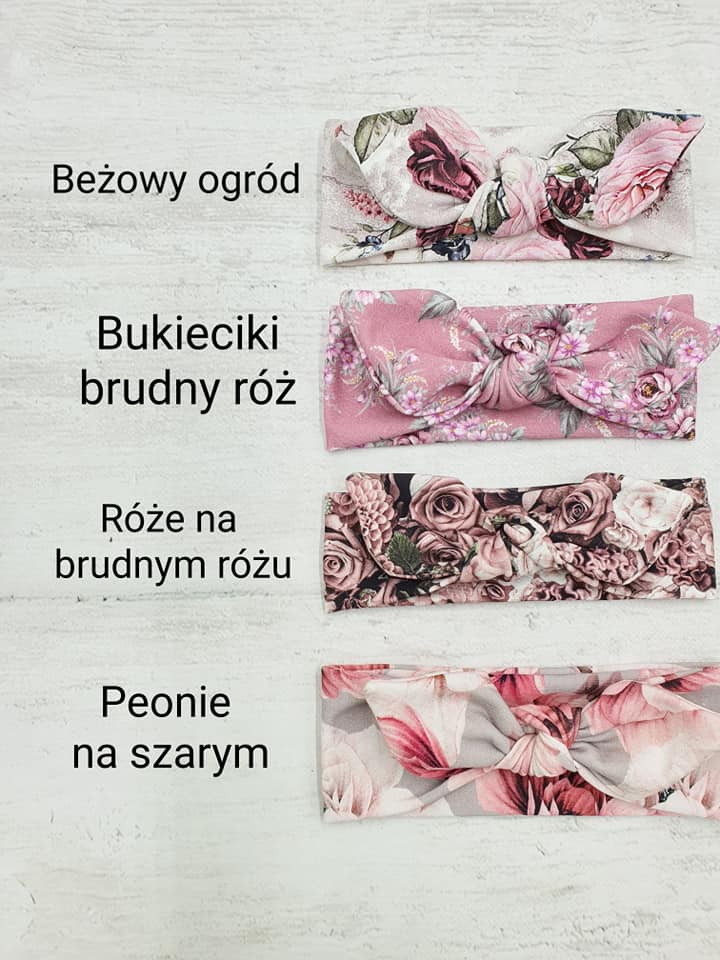 Opaska róże na brudnym różu SzyteByMonica