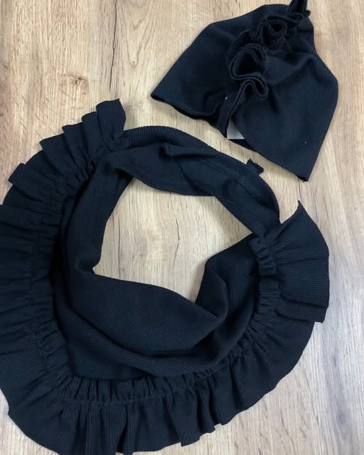 Komplet turban + chusta czarny