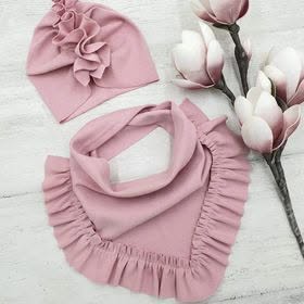 Komplet turban + chusta pudrowy róż