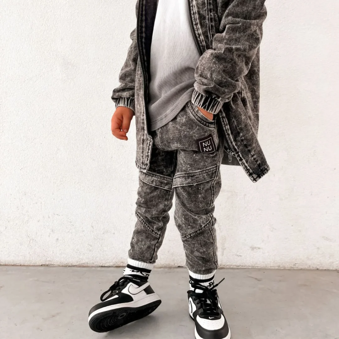 Spodnie dziecięce zakładka jeans black NUNU