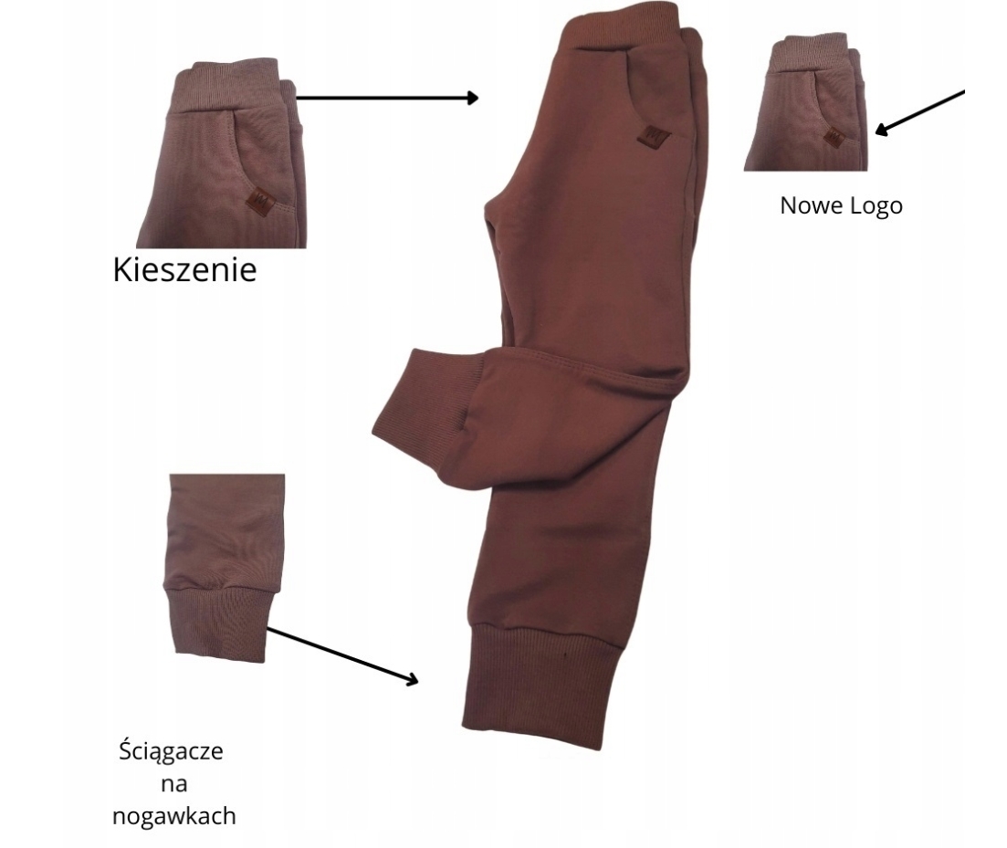 Spodnie dresowe dla szczupłych chłopców Mrofi czekolada - obrazek 2