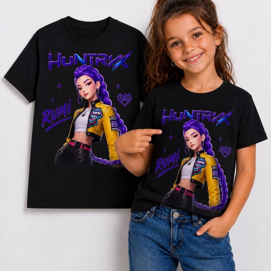 T shirt huntrix RUMI czarna Zuzi handmade
