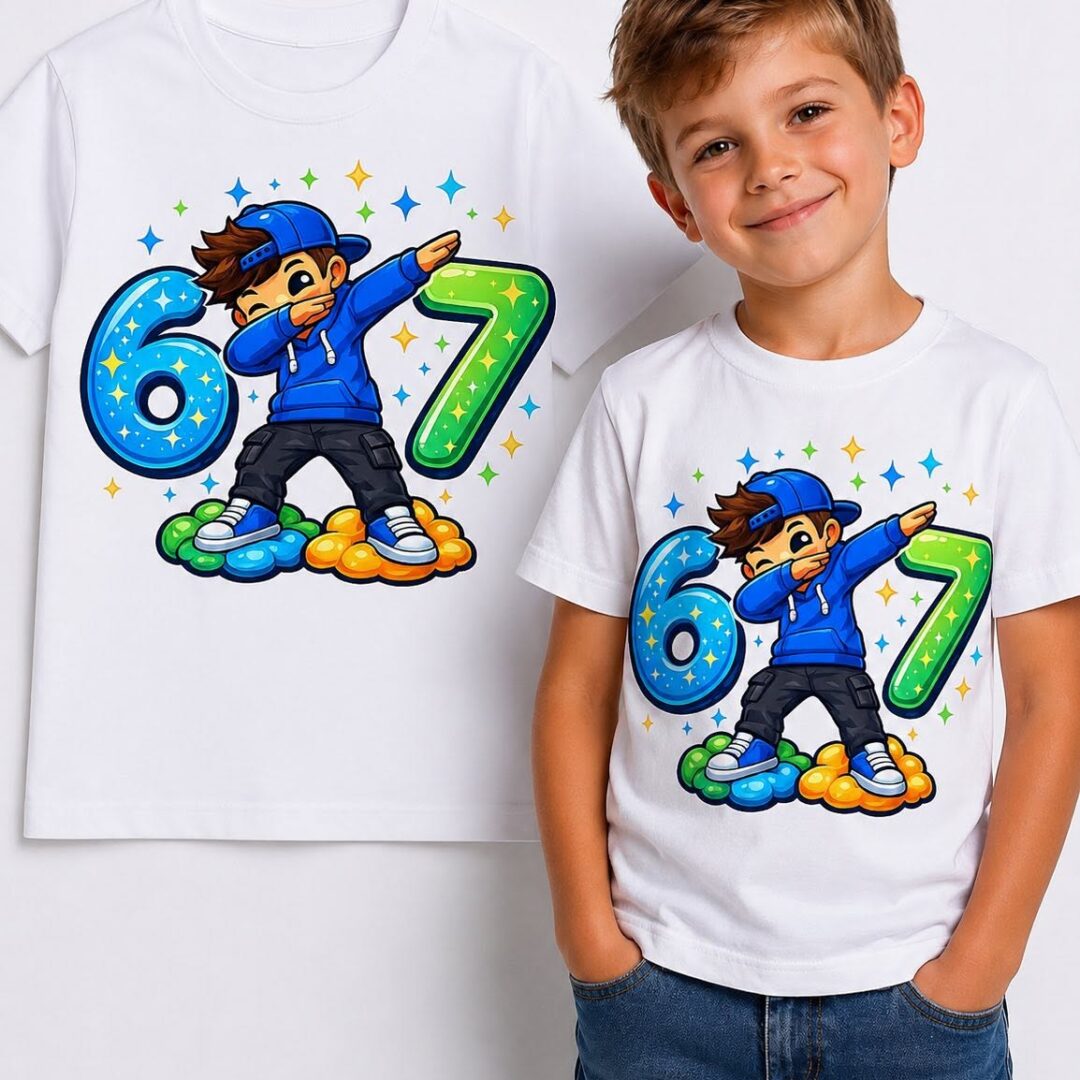T-shirt z nadrukiem SIX SEVEN 67 biała