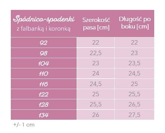 Spódnico-spodenki z koronką w kwiaty lawendowa jesień HELEN - obrazek 9