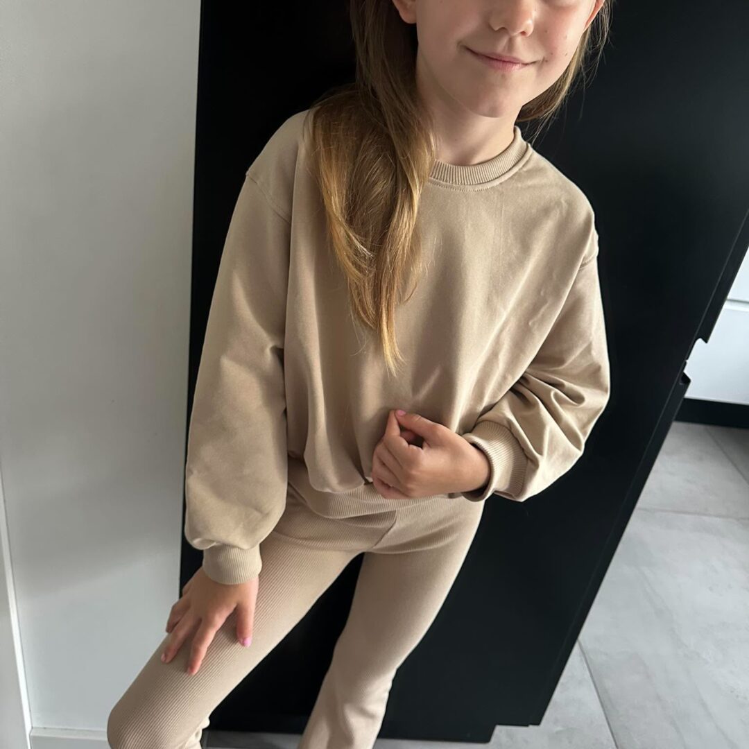 Komplet dresowy bluza i legginsy - beżowy