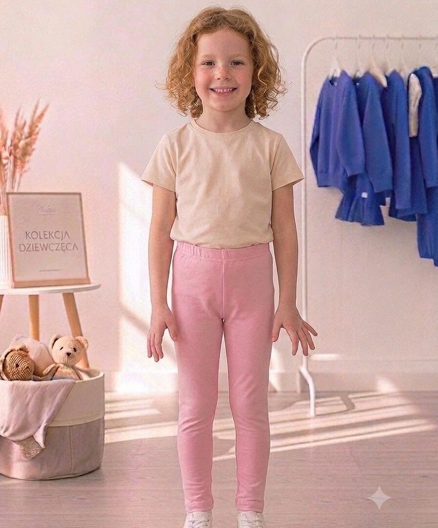 Dziewczęce Legginsy Gładkie – Pudrowy Róż