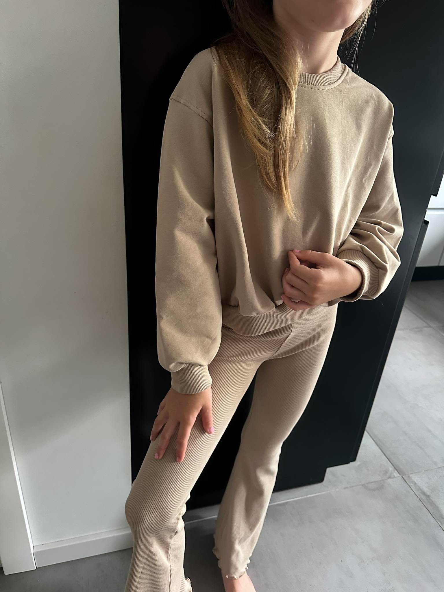 Komplet dresowy bluza i legginsy - beżowy - obrazek 7