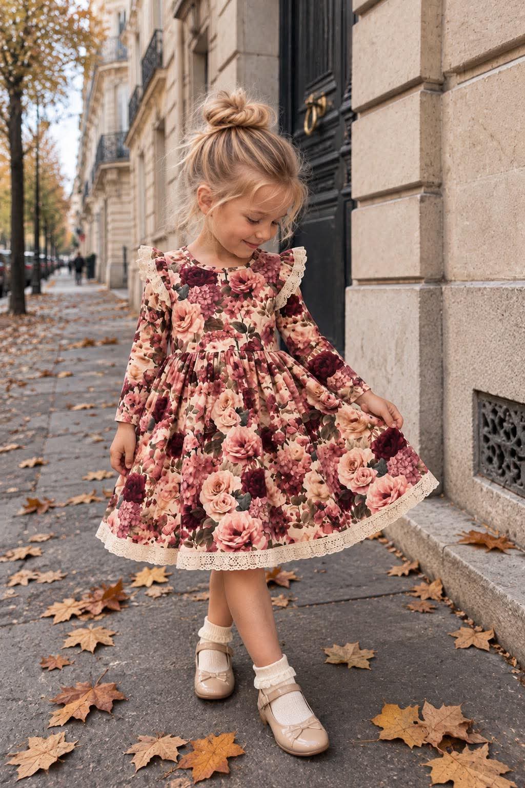 Sukienka dla dziewczynki w kwiaty z koronką vintage bloom